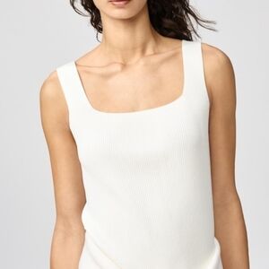 RIKKI’S | White Ribbed Square Neck Double-Lined Tank Top – Women’s Large
